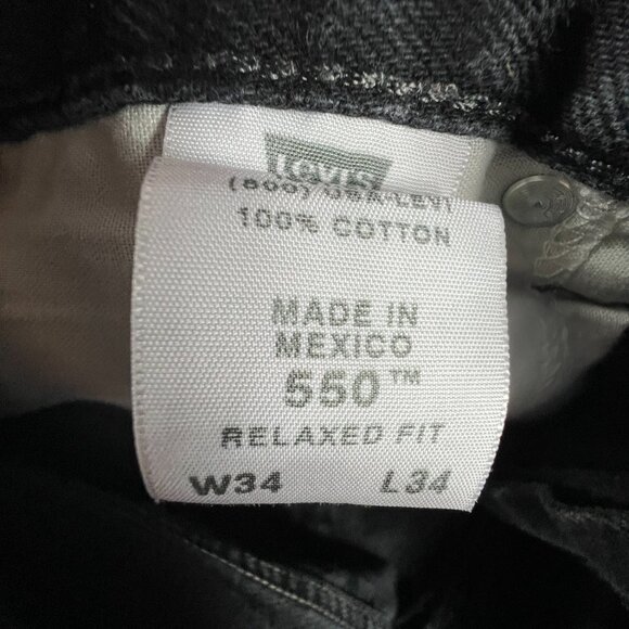 Y2K Levi's Jeans Men's Measured 34x32* 550 Relaxed Black Faded Denim Tag 34x34 - Picture 8 of 16